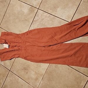 NWT Mo:Vint New York open back wide leg jumpsuit jumper mauve coveralls sz S